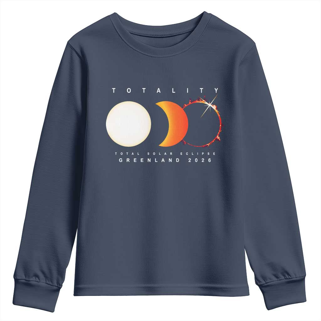 Greenland Total Solar Eclipse 2026 Totality Youth Sweatshirt Travel Souvenir Astronomy Geek Gift