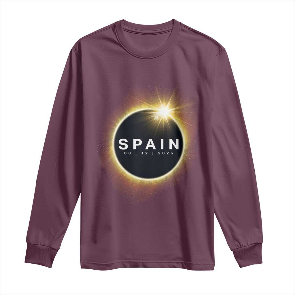 Spain Total Solar Eclipse 2026 Long Sleeve Shirt Path of Totality Astronomy Gift