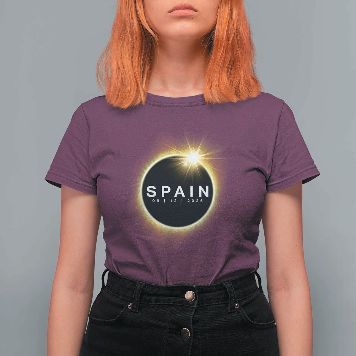 Spain Total Solar Eclipse 2026 T Shirt For Women Path of Totality Astronomy Gift