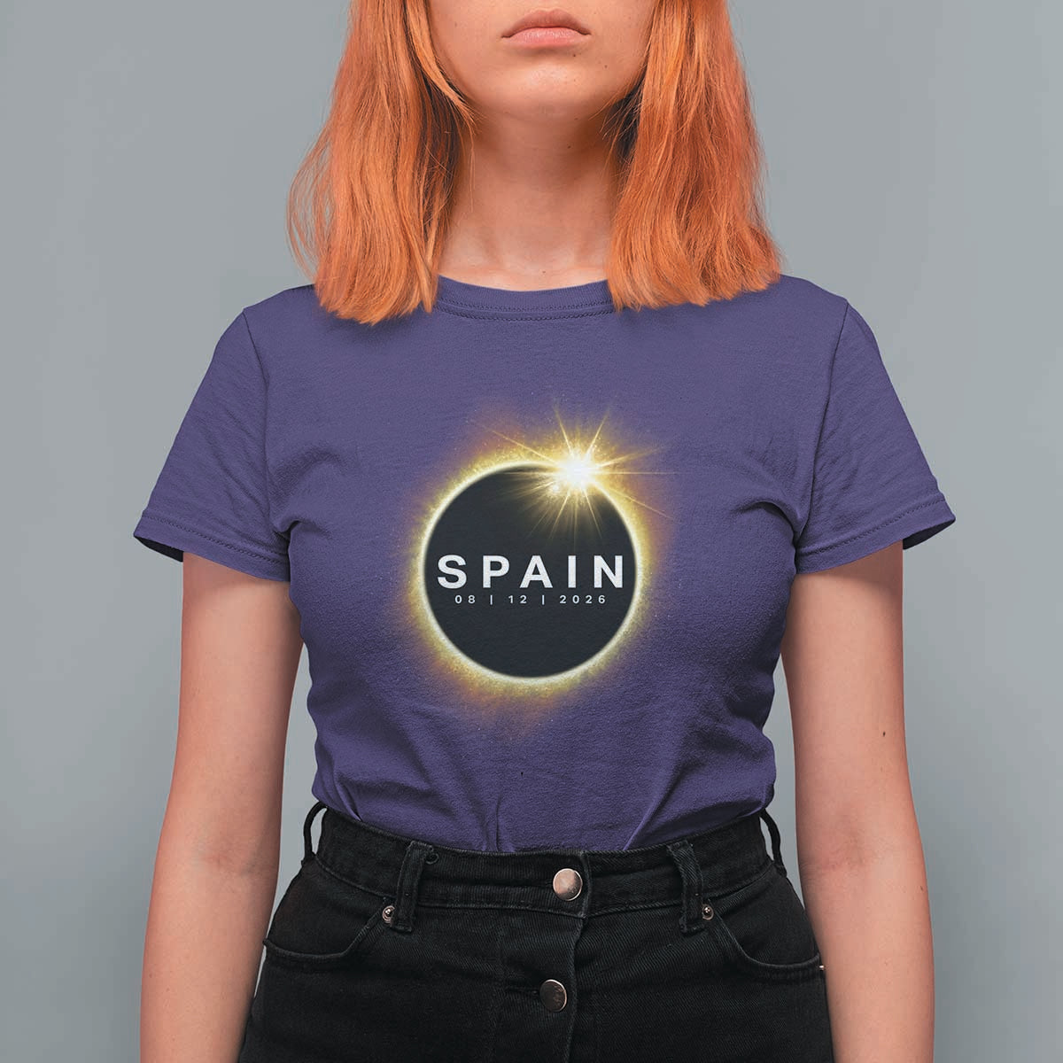 Spain Total Solar Eclipse 2026 T Shirt For Women Path of Totality Astronomy Gift