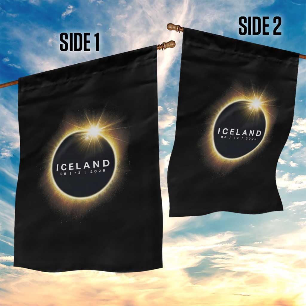 Iceland Total Solar Eclipse 2026 Garden Flag Path of Totality Astronomy Gift