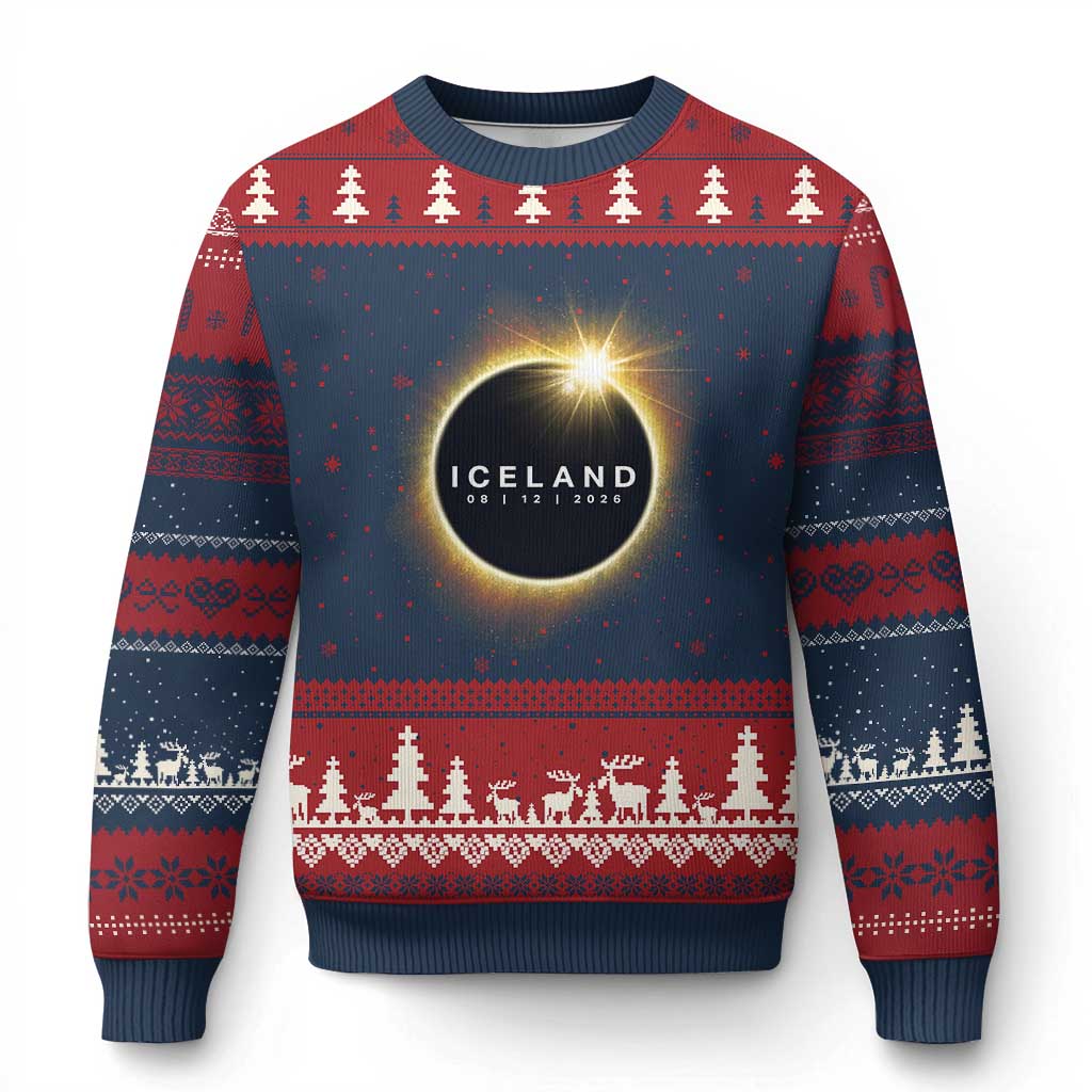 Iceland Total Solar Eclipse 2026 Ugly Christmas Sweater Path of Totality Astronomy Gift