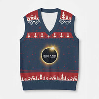 Iceland Total Solar Eclipse 2026 V-Neck Knit Sweater Vest Path of Totality Astronomy Gift