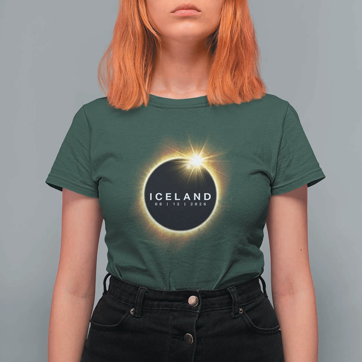 Iceland Total Solar Eclipse 2026 T Shirt For Women Path of Totality Astronomy Gift