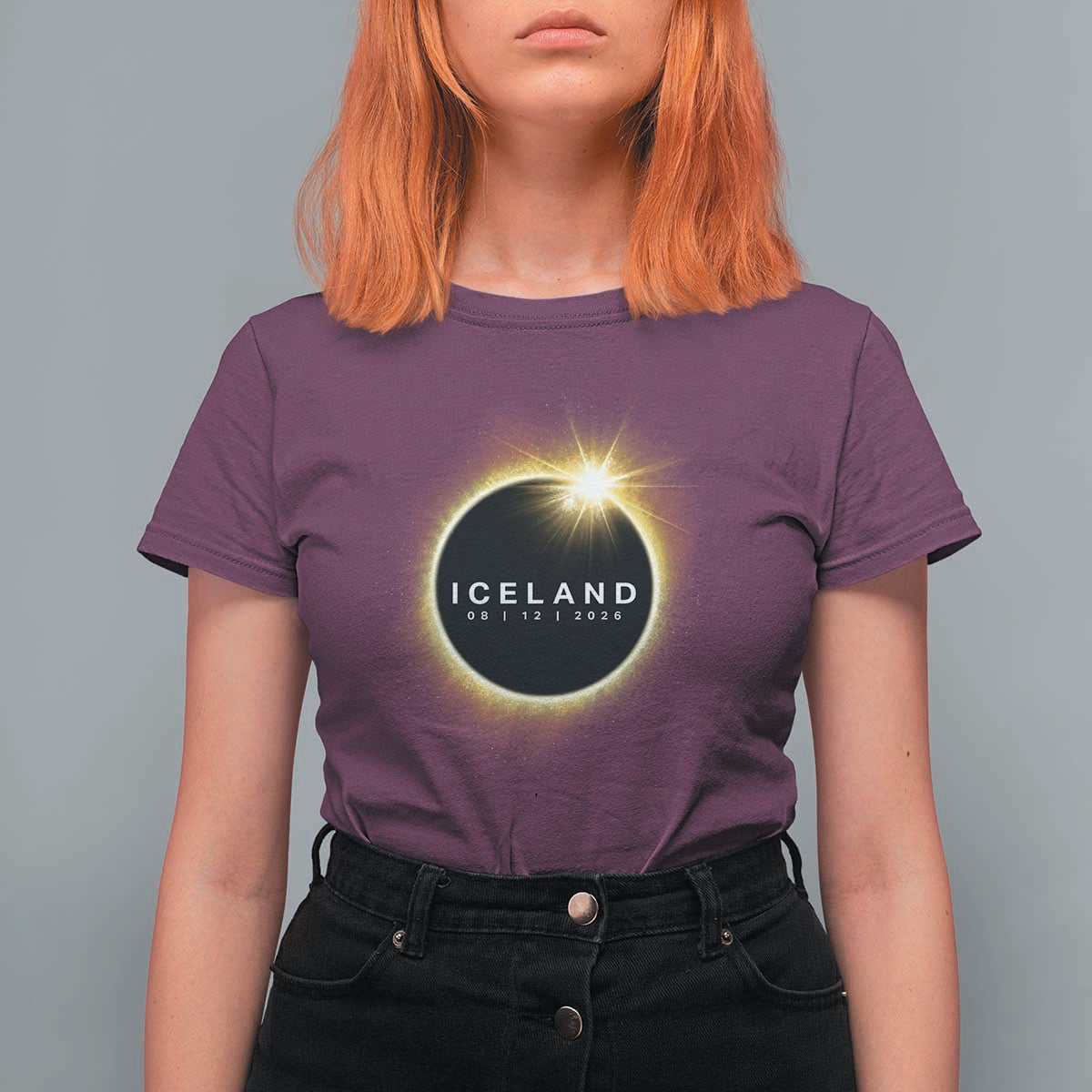 Iceland Total Solar Eclipse 2026 T Shirt For Women Path of Totality Astronomy Gift