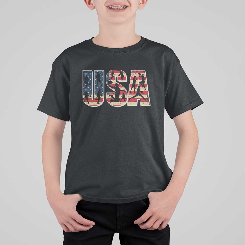 USA American Flag Basketball T Shirt For Kid For Sports Enthusiast - Wonder Print Shop