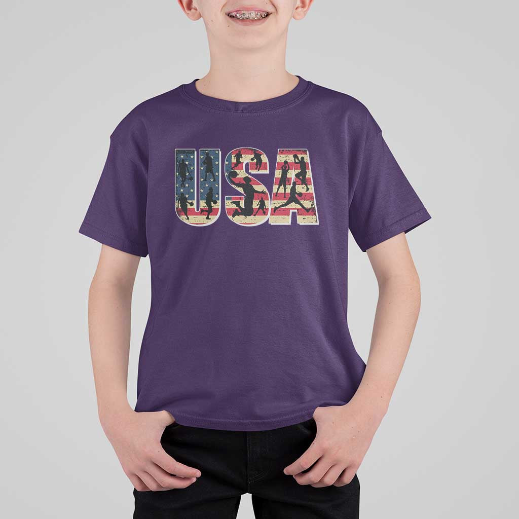 USA American Flag Basketball T Shirt For Kid For Sports Enthusiast - Wonder Print Shop