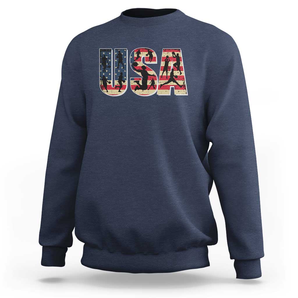 USA American Flag Basketball Sweatshirt For Sports Enthusiast - Wonder Print Shop