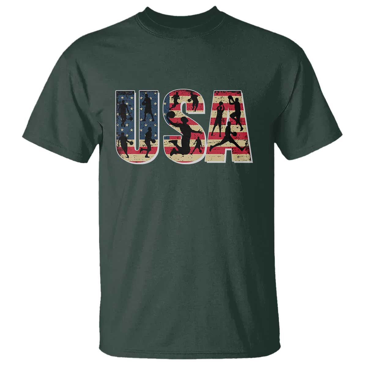 USA American Flag Basketball T Shirt For Sports Enthusiast - Wonder Print Shop