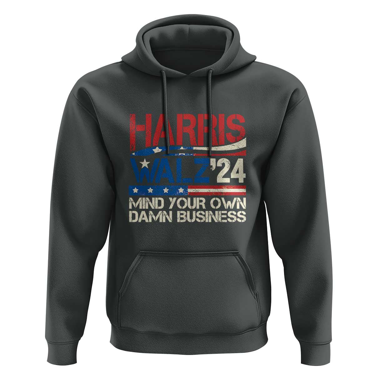 Harris Walz 2024 Hoodie Mind Your Own Damn Business Retro Vintage - Wonder Print Shop