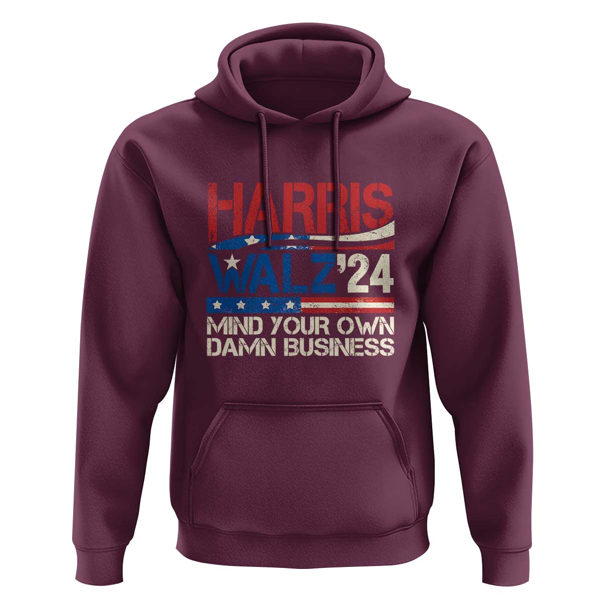 Harris Walz 2024 Hoodie Mind Your Own Damn Business Retro Vintage - Wonder Print Shop