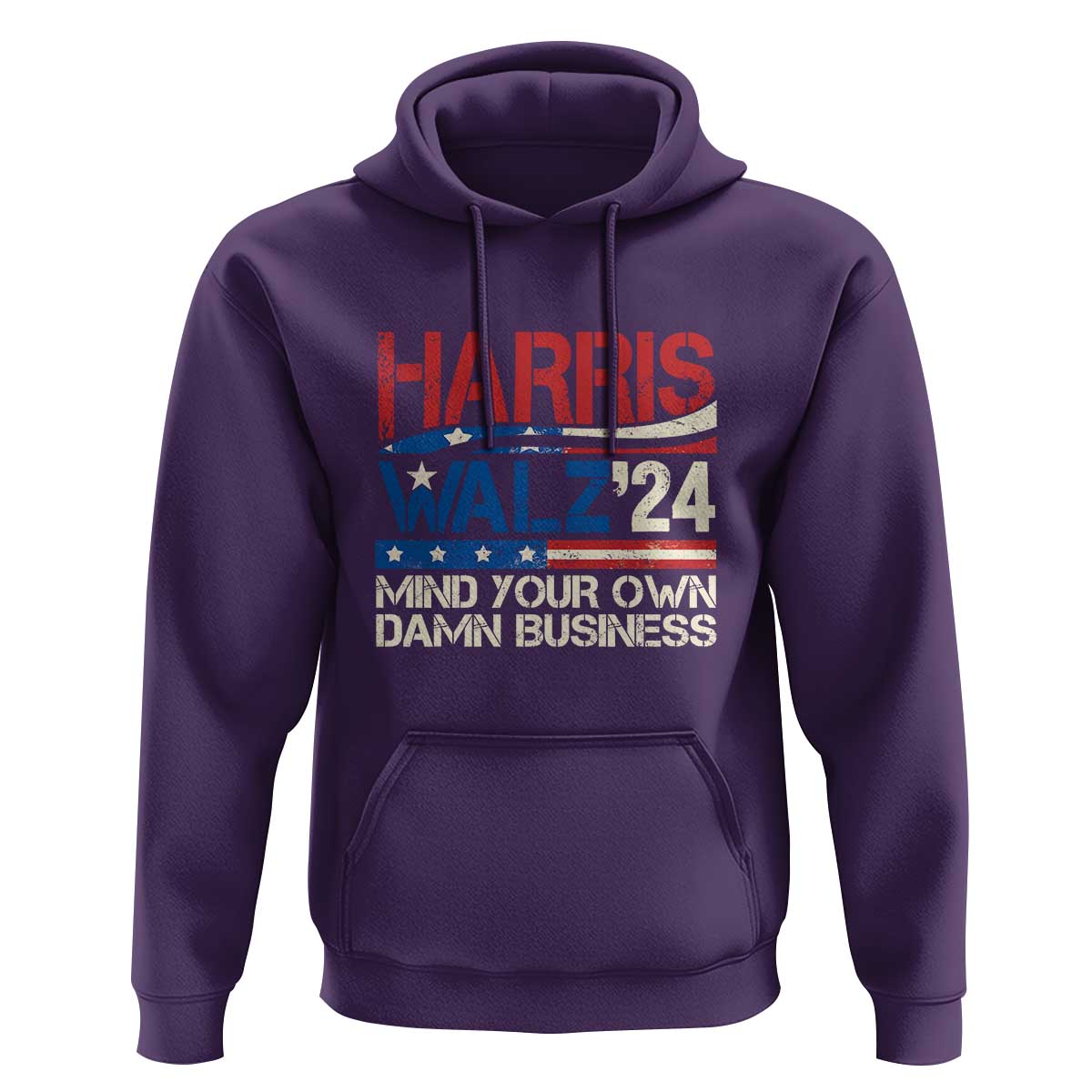 Harris Walz 2024 Hoodie Mind Your Own Damn Business Retro Vintage - Wonder Print Shop