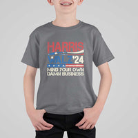 Harris Walz 2024 T Shirt For Kid Mind Your Own Damn Business Retro Vintage - Wonder Print Shop