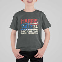 Harris Walz 2024 T Shirt For Kid Mind Your Own Damn Business Retro Vintage - Wonder Print Shop