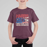 Harris Walz 2024 T Shirt For Kid Mind Your Own Damn Business Retro Vintage - Wonder Print Shop