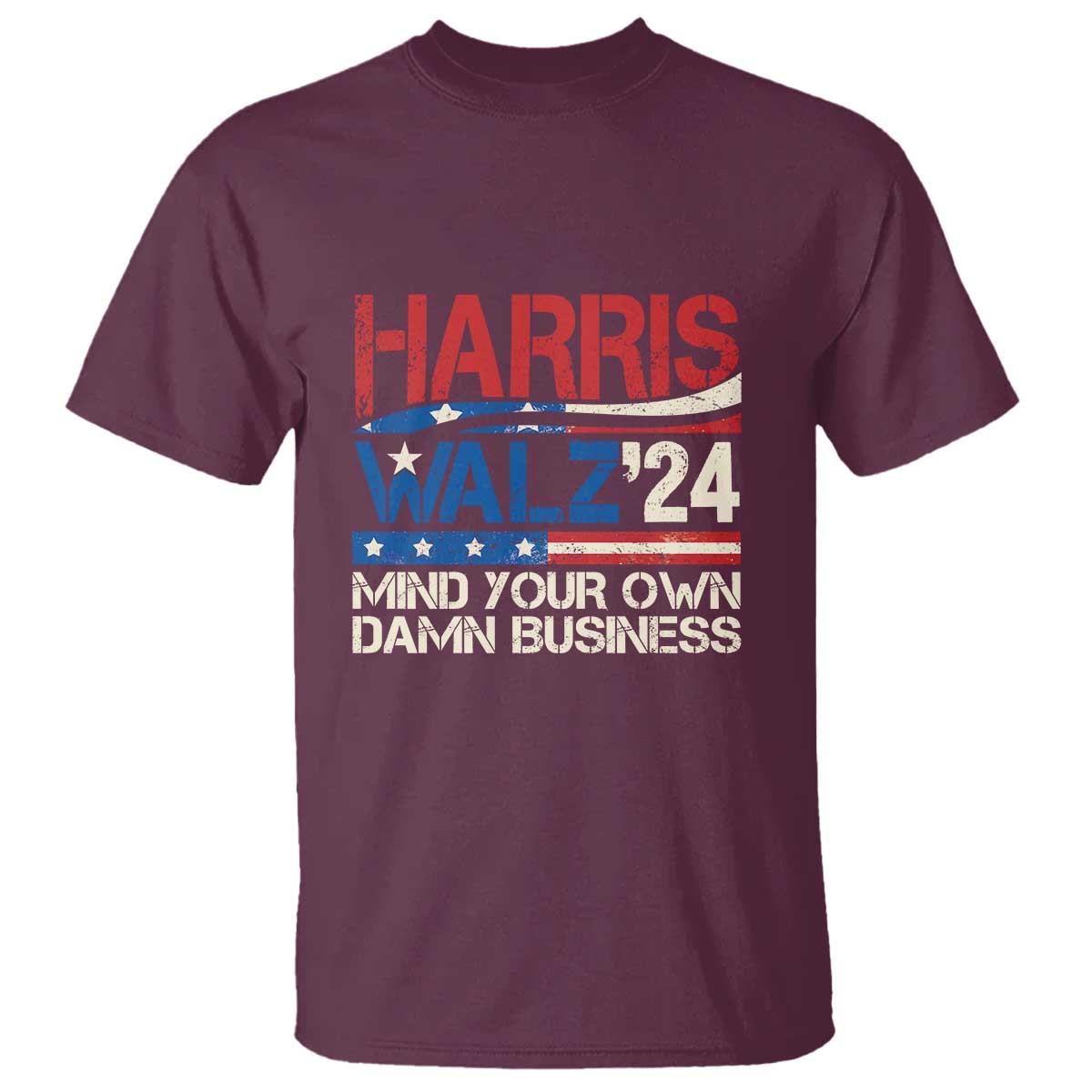 Harris Walz 2024 T Shirt Mind Your Own Damn Business Retro Vintage - Wonder Print Shop