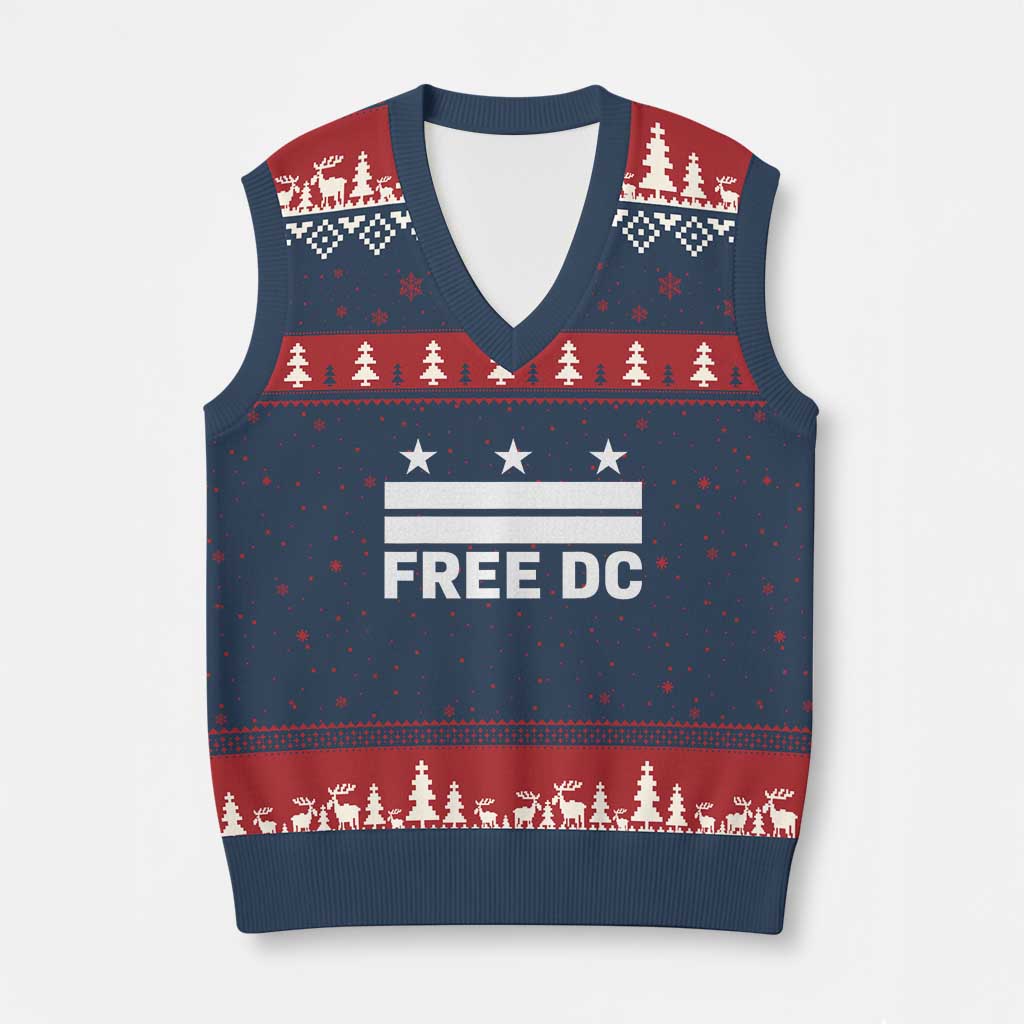 Free DC V-Neck Knit Sweater Vest Defend Washington D.C. Statehood Politics - Wonder Print Shop