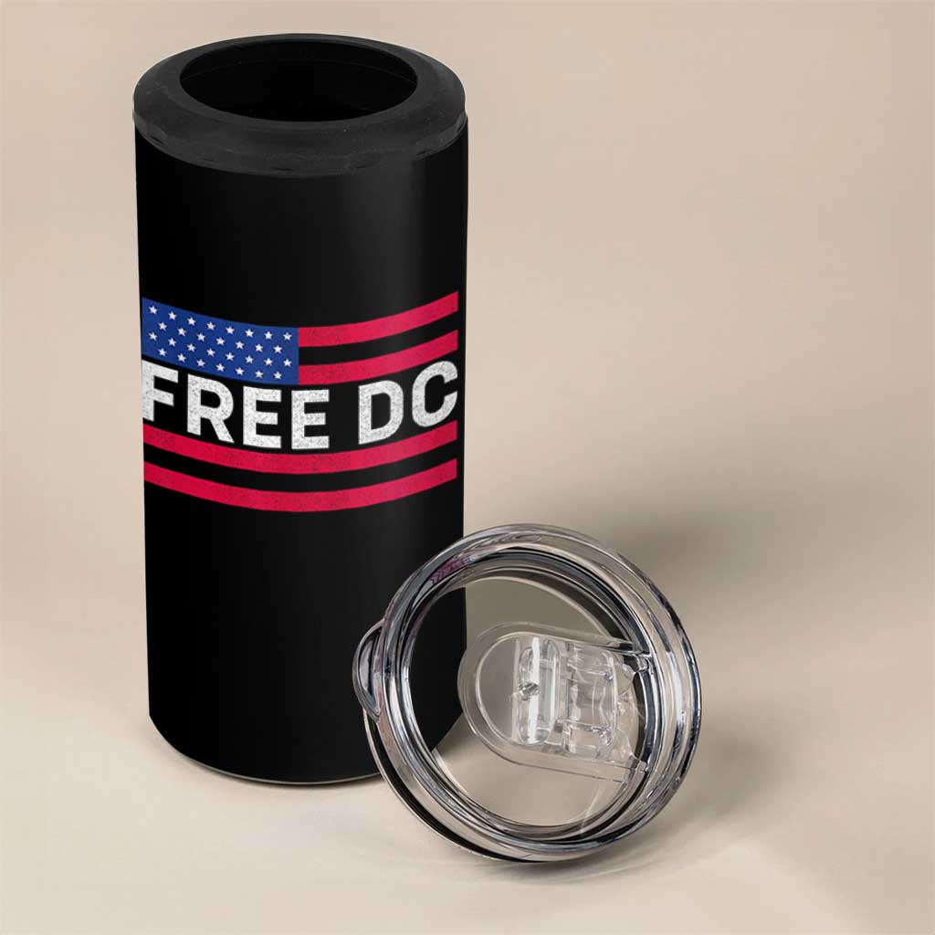 Free DC Patriotic 4 in 1 Can Cooler Tumbler Defend Washington D.C. Statehood American Flag - Wonder Print Shop
