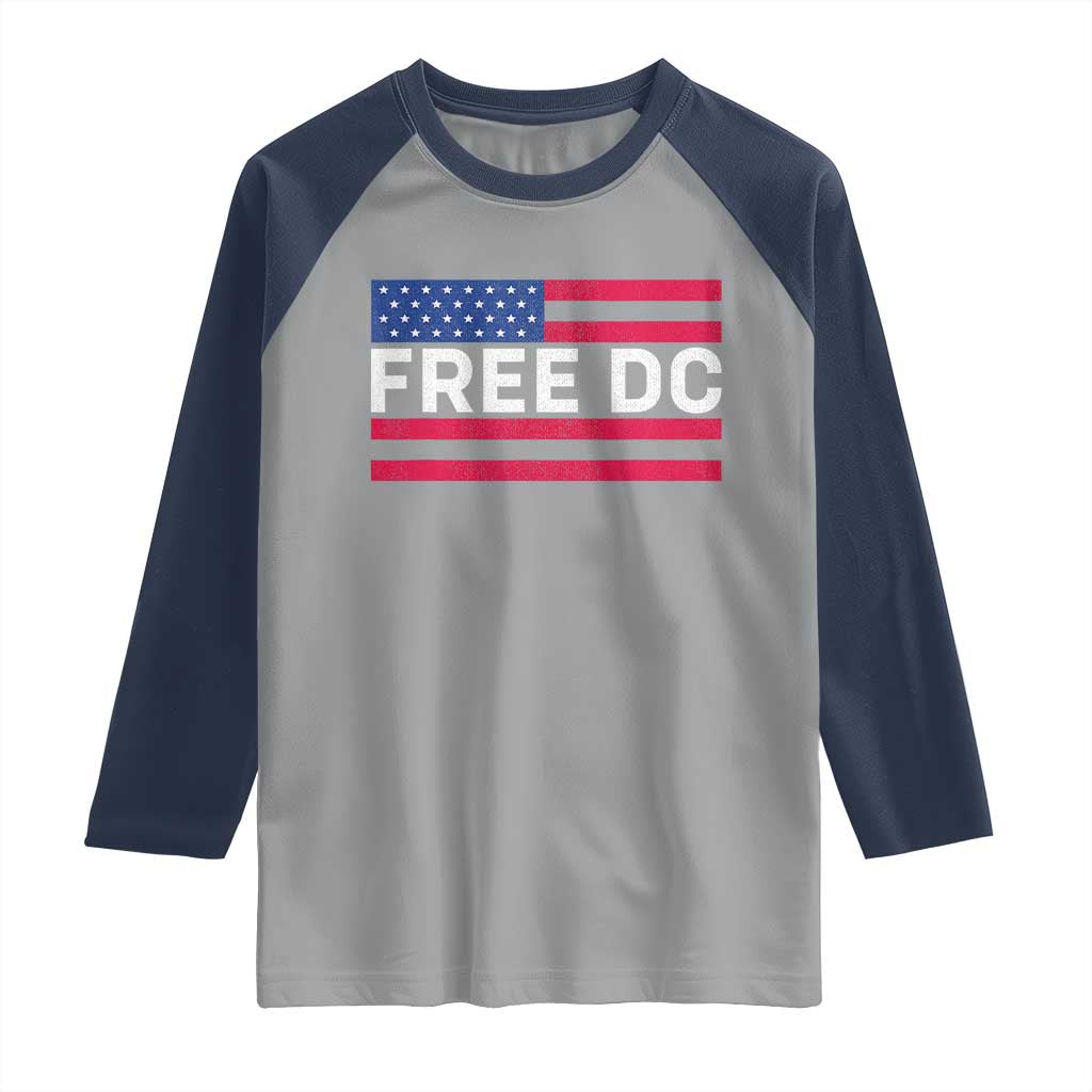 Free DC Patriotic Raglan Shirt Defend Washington D.C. Statehood American Flag - Wonder Print Shop