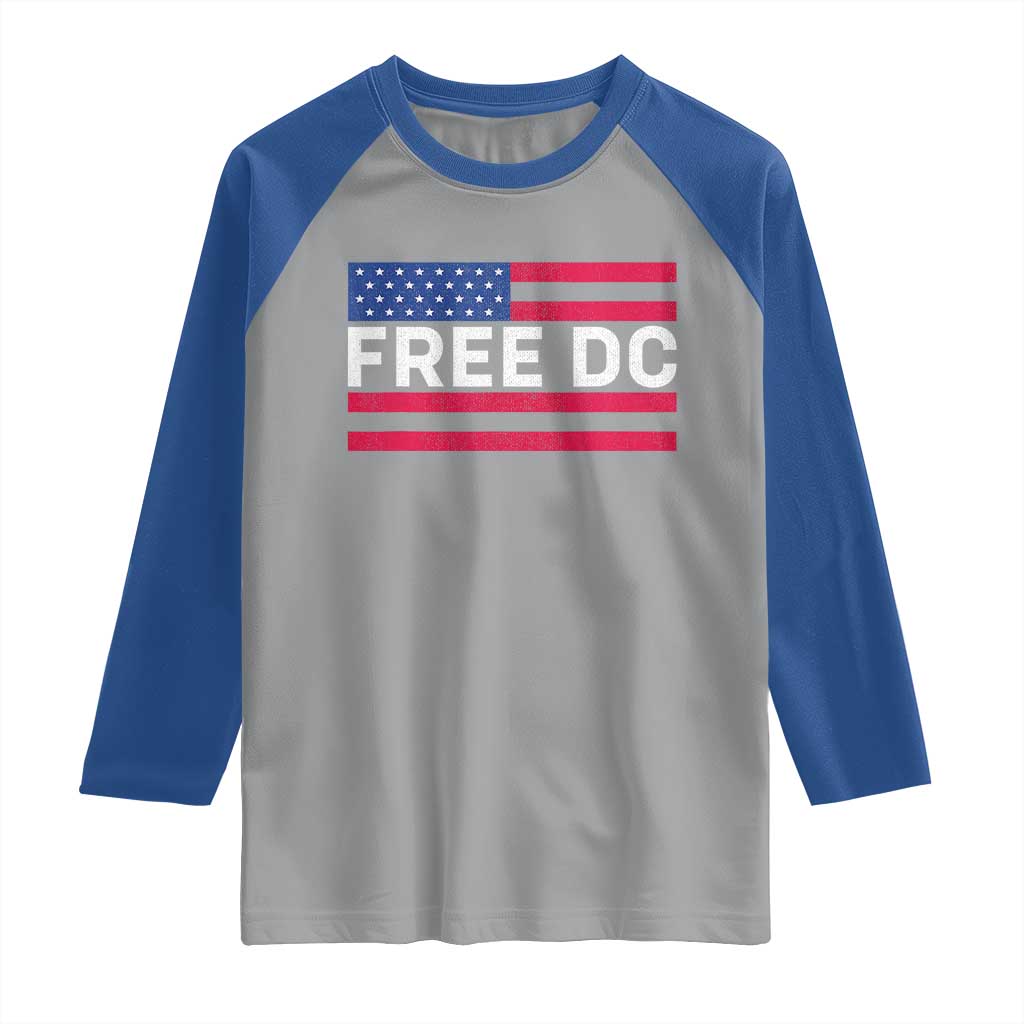 Free DC Patriotic Raglan Shirt Defend Washington D.C. Statehood American Flag - Wonder Print Shop