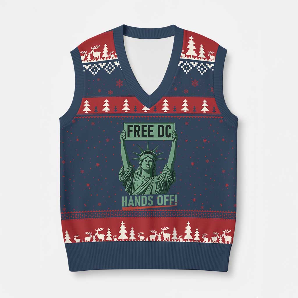 Free DC Hands Off V-Neck Knit Sweater Vest Statue of Liberty for Washington D.C. Rights - Wonder Print Shop