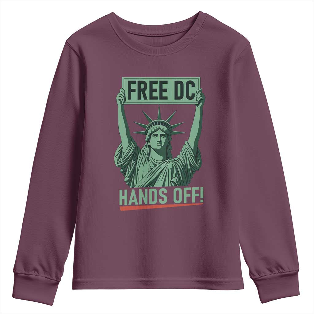 Free DC Hands Off Youth Sweatshirt Statue of Liberty for Washington D.C. Rights - Wonder Print Shop