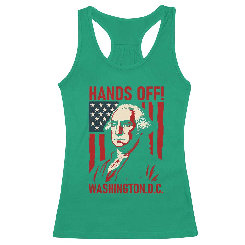 Hands Off DC Patriotic Racerback Tank Top George Washington American Flag - Wonder Print Shop