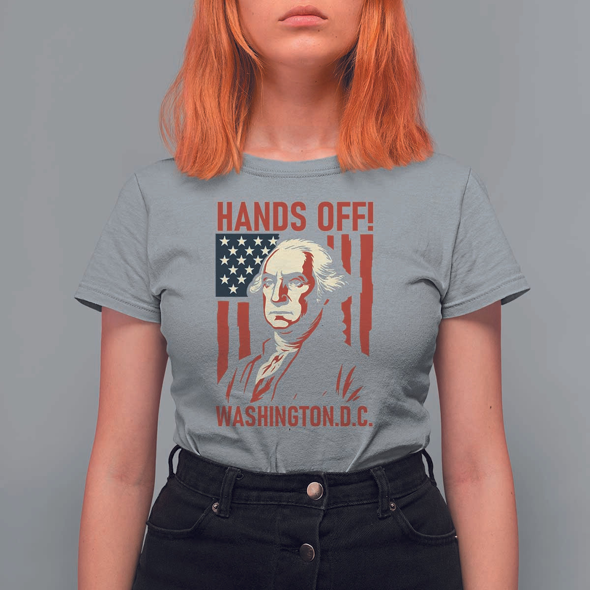 Hands Off DC Patriotic T Shirt For Women George Washington American Flag - Wonder Print Shop