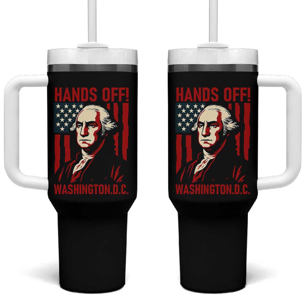 Hands Off DC Patriotic Tumbler With Handle George Washington American Flag - Wonder Print Shop