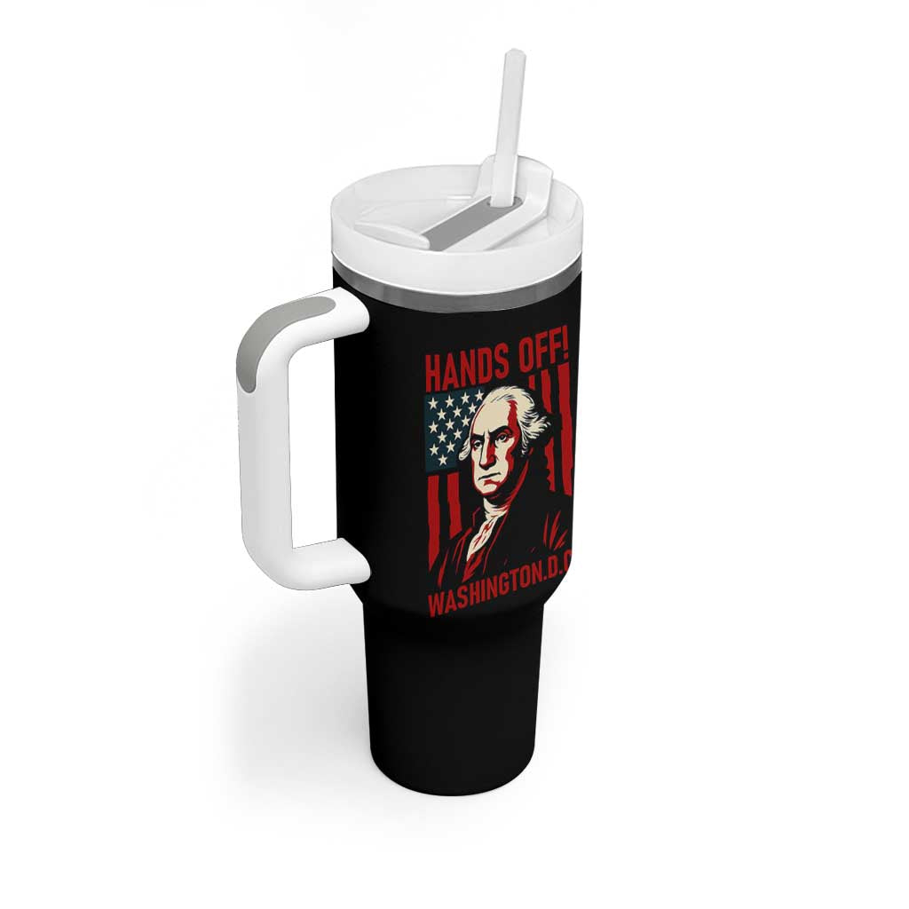 Hands Off DC Patriotic Tumbler With Handle George Washington American Flag - Wonder Print Shop