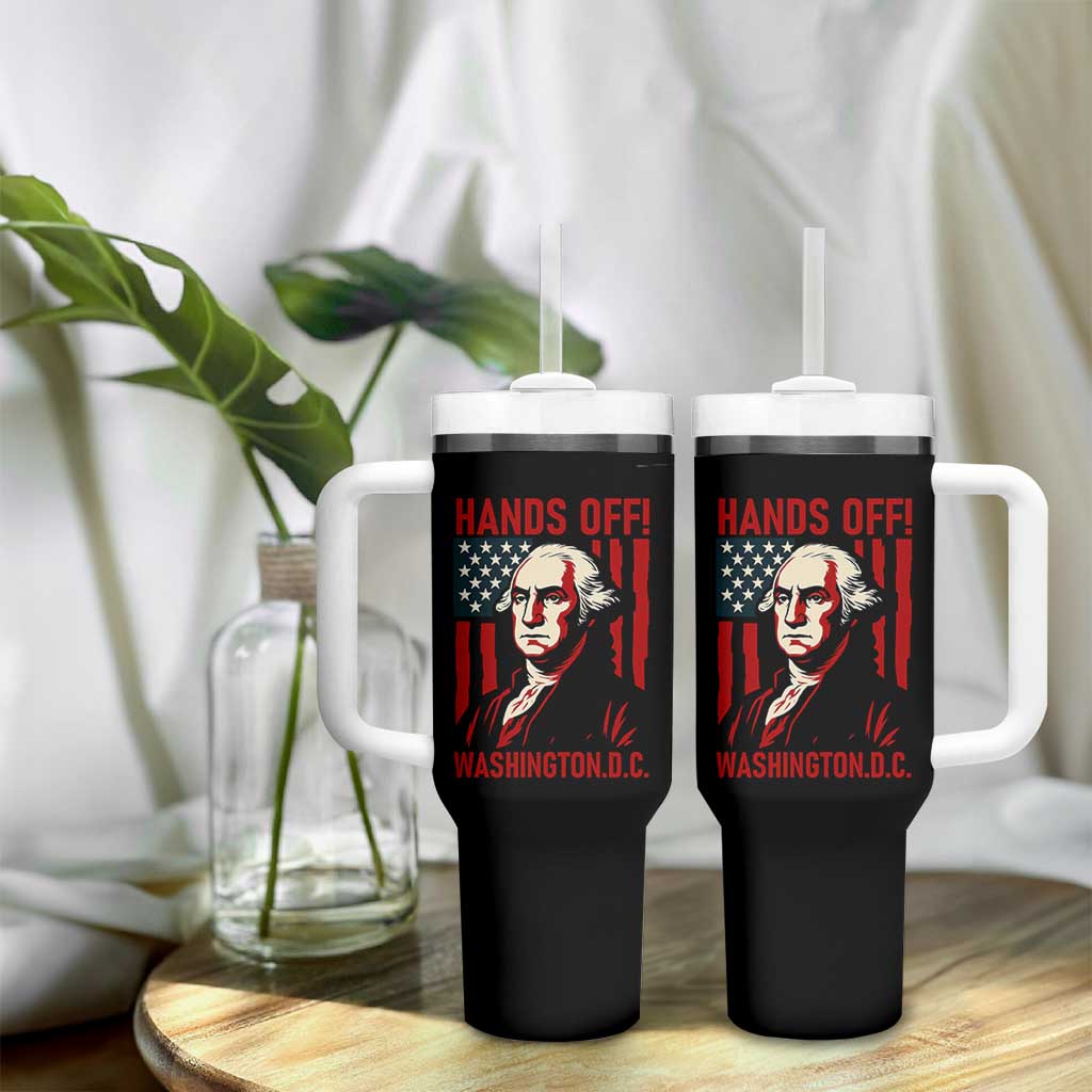 Hands Off DC Patriotic Tumbler With Handle George Washington American Flag - Wonder Print Shop