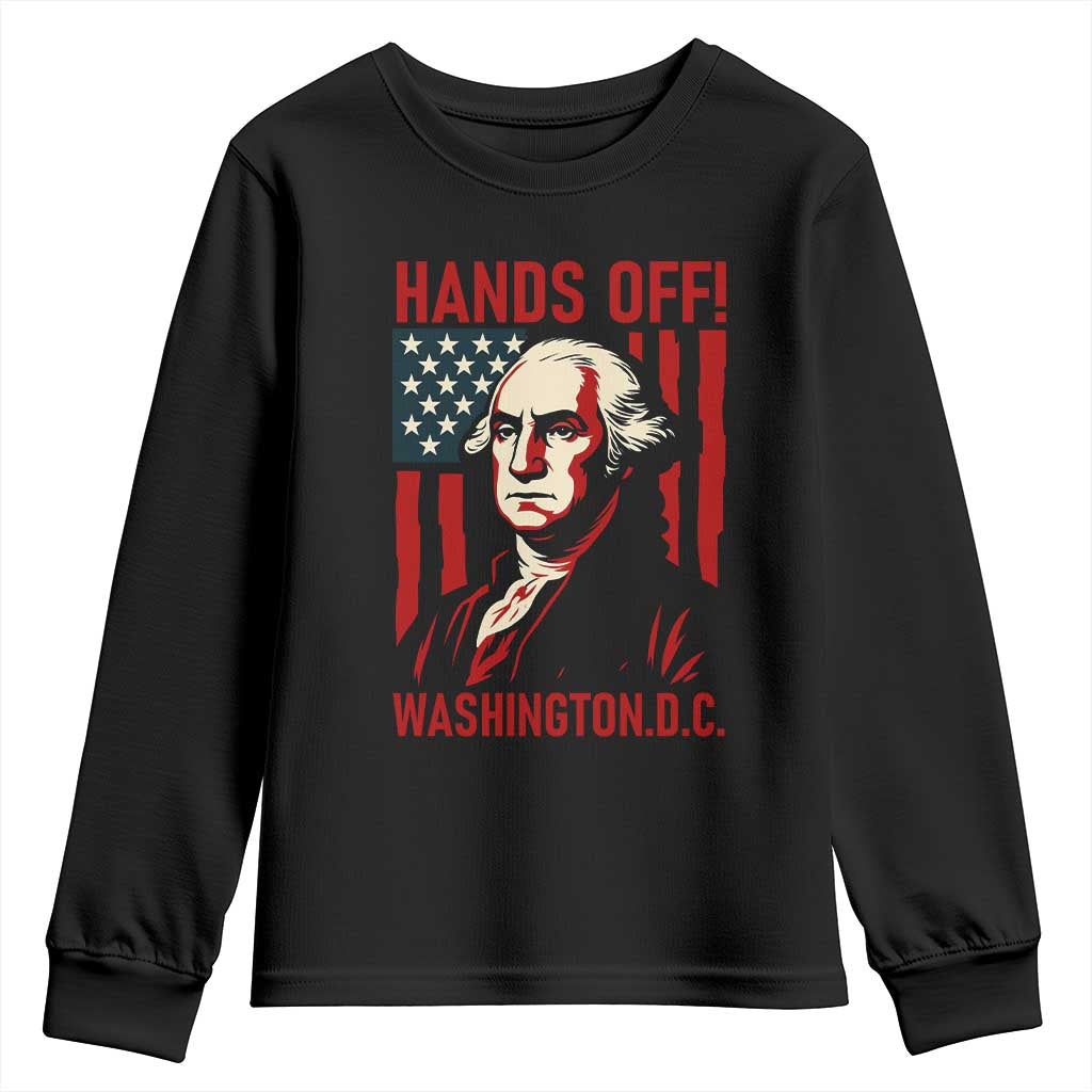 Hands Off DC Patriotic Youth Sweatshirt George Washington American Flag - Wonder Print Shop