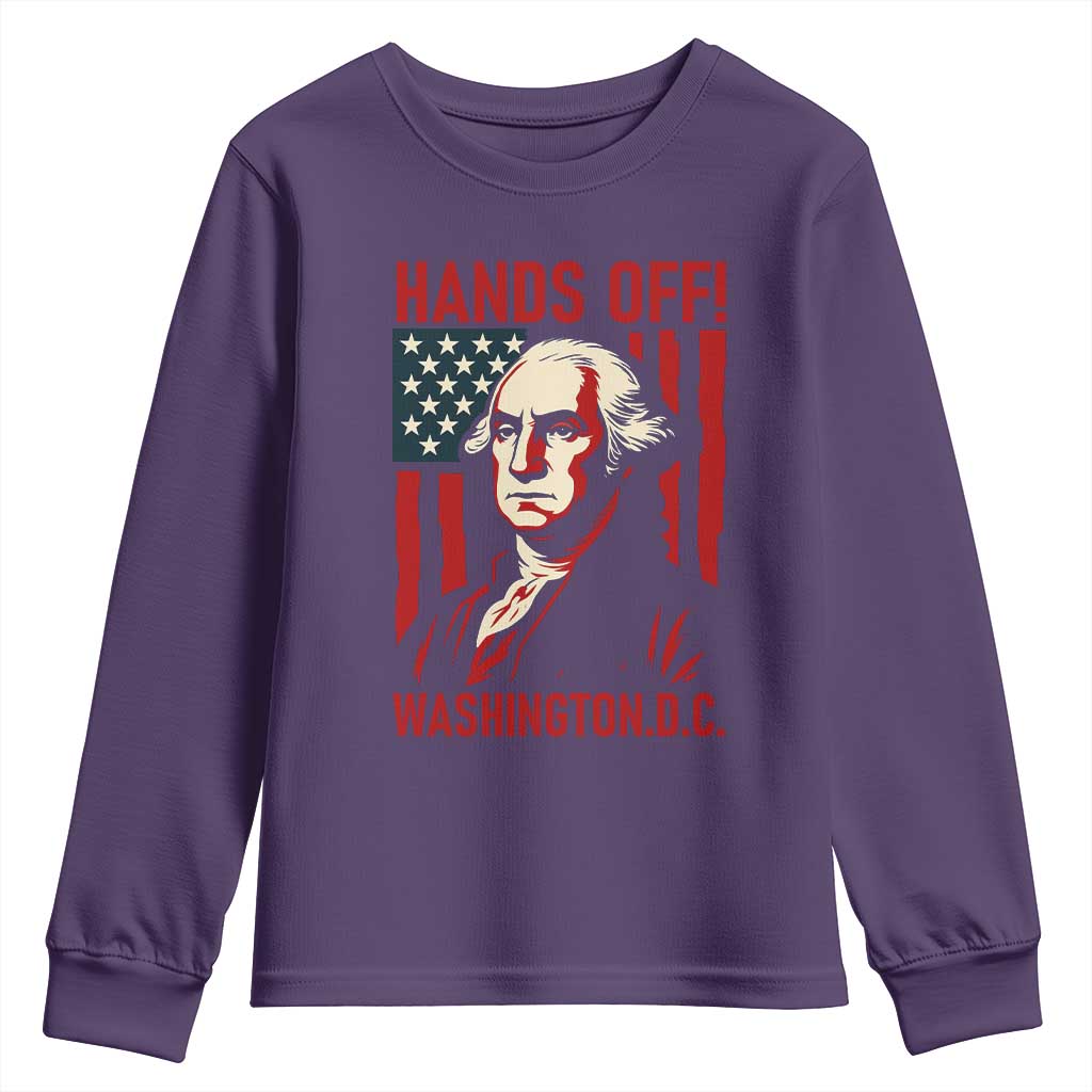 Hands Off DC Patriotic Youth Sweatshirt George Washington American Flag - Wonder Print Shop
