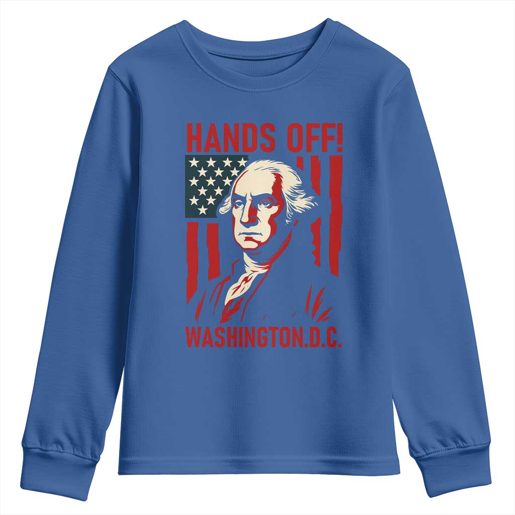 Hands Off DC Patriotic Youth Sweatshirt George Washington American Flag - Wonder Print Shop