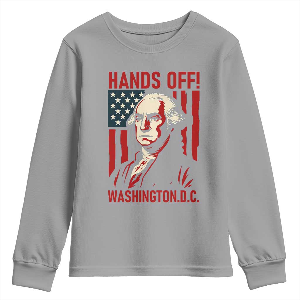 Hands Off DC Patriotic Youth Sweatshirt George Washington American Flag - Wonder Print Shop