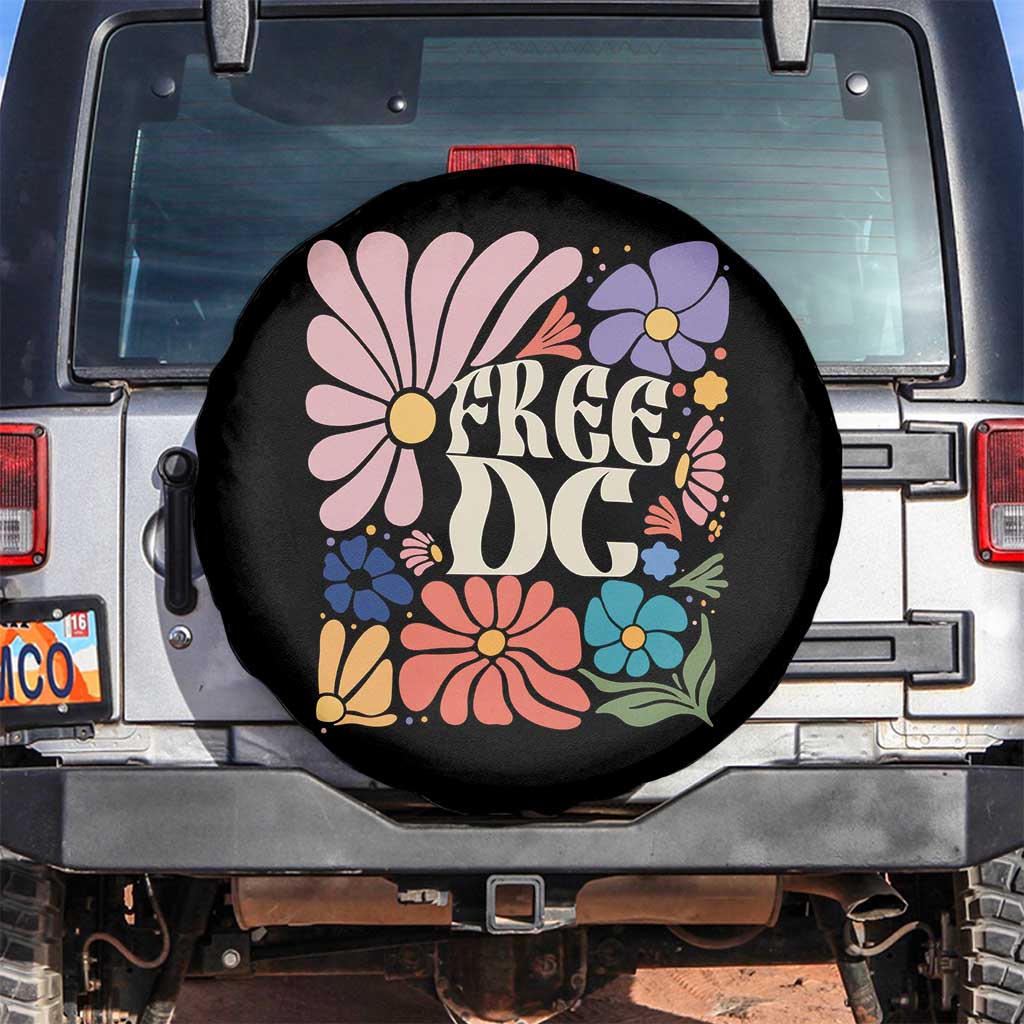 Free DC Subtle Groovy Floral Spare Tire Cover Washington D.C. Rights Retro Hippie Style - Wonder Print Shop