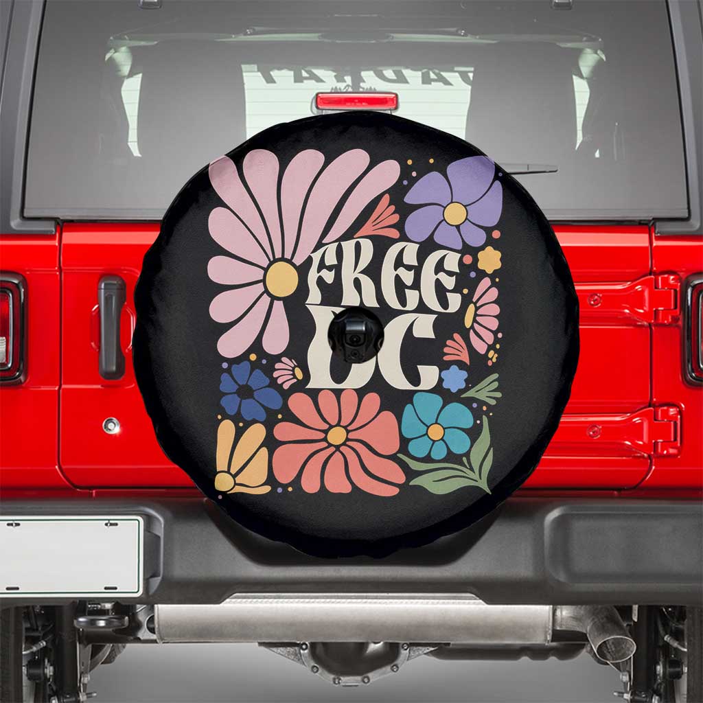 Free DC Subtle Groovy Floral Spare Tire Cover Washington D.C. Rights Retro Hippie Style - Wonder Print Shop