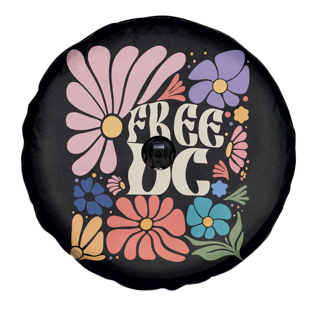 Free DC Subtle Groovy Floral Spare Tire Cover Washington D.C. Rights Retro Hippie Style - Wonder Print Shop