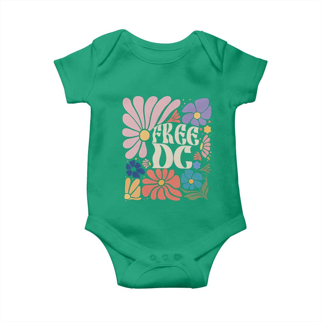 Free DC Subtle Groovy Floral Baby Onesie Washington D.C. Rights Retro Hippie Style - Wonder Print Shop