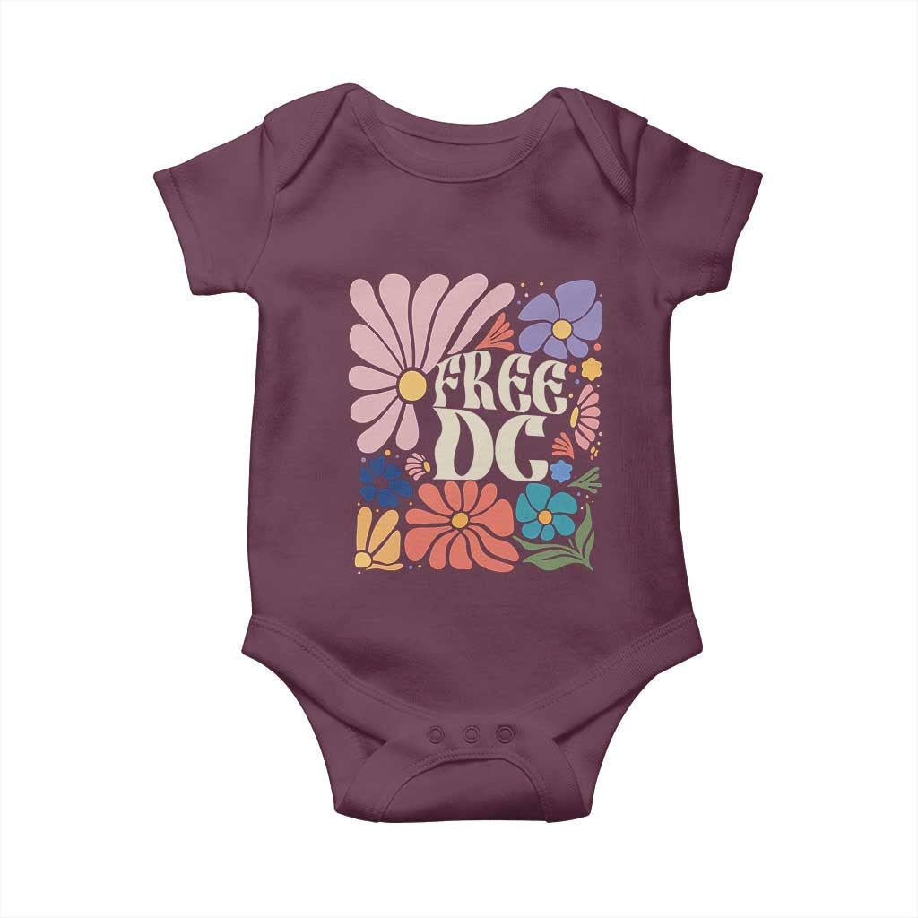 Free DC Subtle Groovy Floral Baby Onesie Washington D.C. Rights Retro Hippie Style - Wonder Print Shop