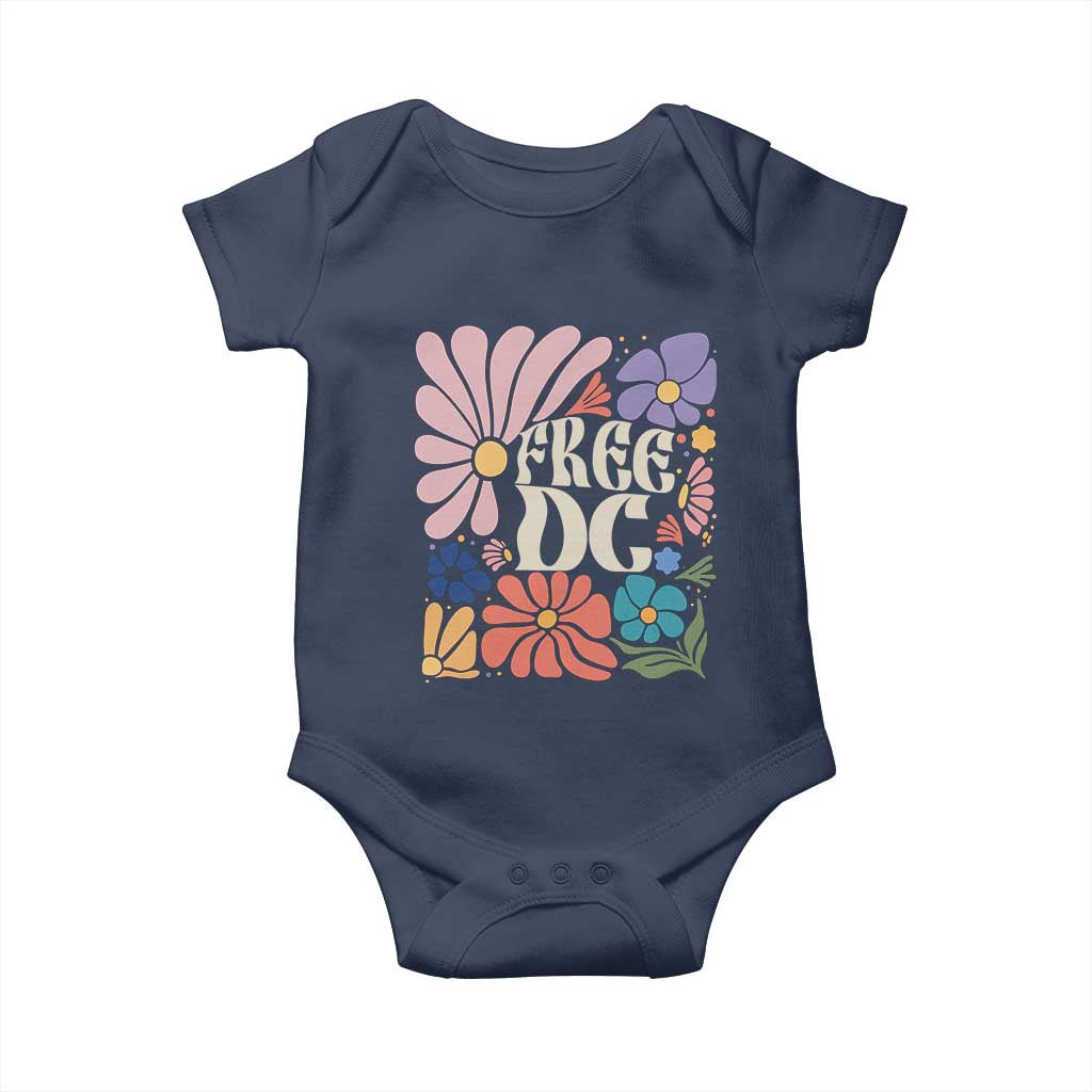 Free DC Subtle Groovy Floral Baby Onesie Washington D.C. Rights Retro Hippie Style - Wonder Print Shop