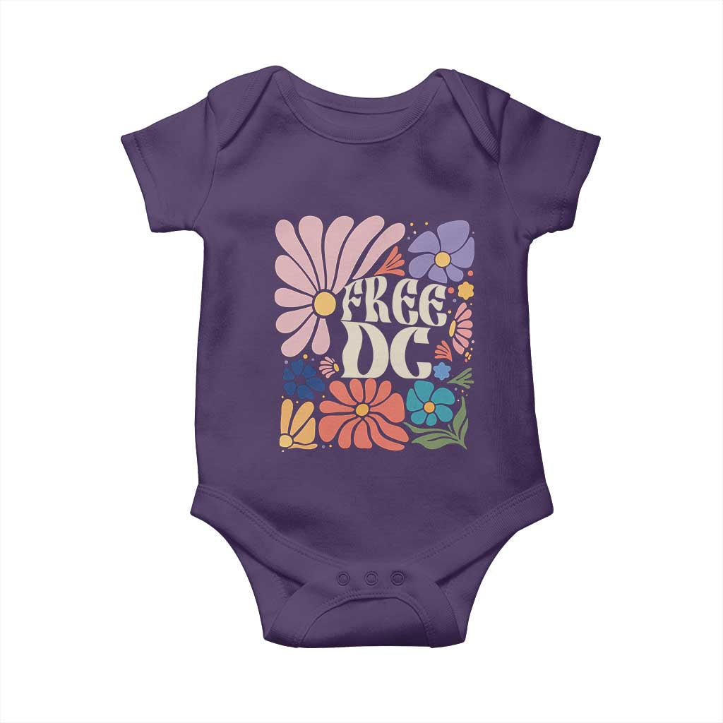 Free DC Subtle Groovy Floral Baby Onesie Washington D.C. Rights Retro Hippie Style - Wonder Print Shop