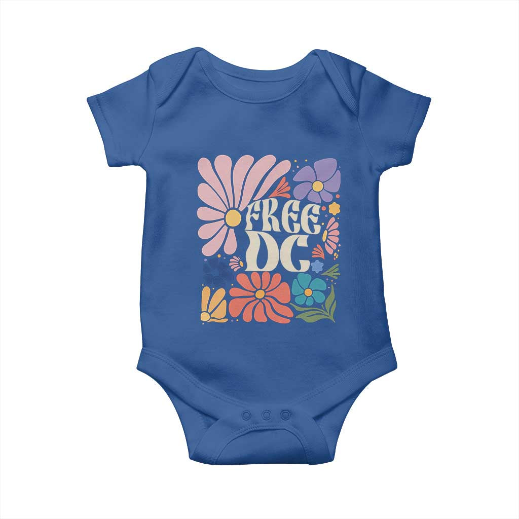Free DC Subtle Groovy Floral Baby Onesie Washington D.C. Rights Retro Hippie Style - Wonder Print Shop