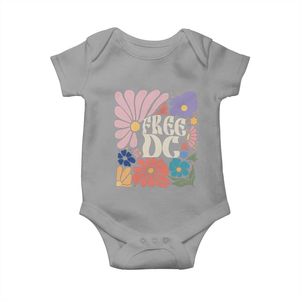 Free DC Subtle Groovy Floral Baby Onesie Washington D.C. Rights Retro Hippie Style - Wonder Print Shop