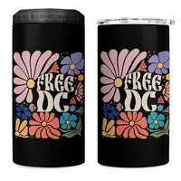Free DC Subtle Groovy Floral 4 in 1 Can Cooler Tumbler Washington D.C. Rights Retro Hippie Style - Wonder Print Shop