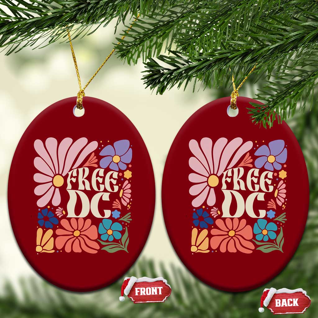 Free DC Subtle Groovy Floral Ceramic Ornament Washington D.C. Rights Retro Hippie Style - Wonder Print Shop