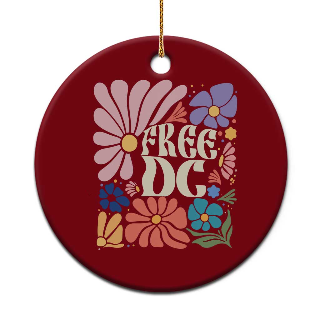 Free DC Subtle Groovy Floral Ceramic Ornament Washington D.C. Rights Retro Hippie Style - Wonder Print Shop