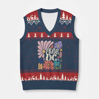 Free DC Subtle Groovy Floral V-Neck Knit Sweater Vest Washington D.C. Rights Retro Hippie Style - Wonder Print Shop