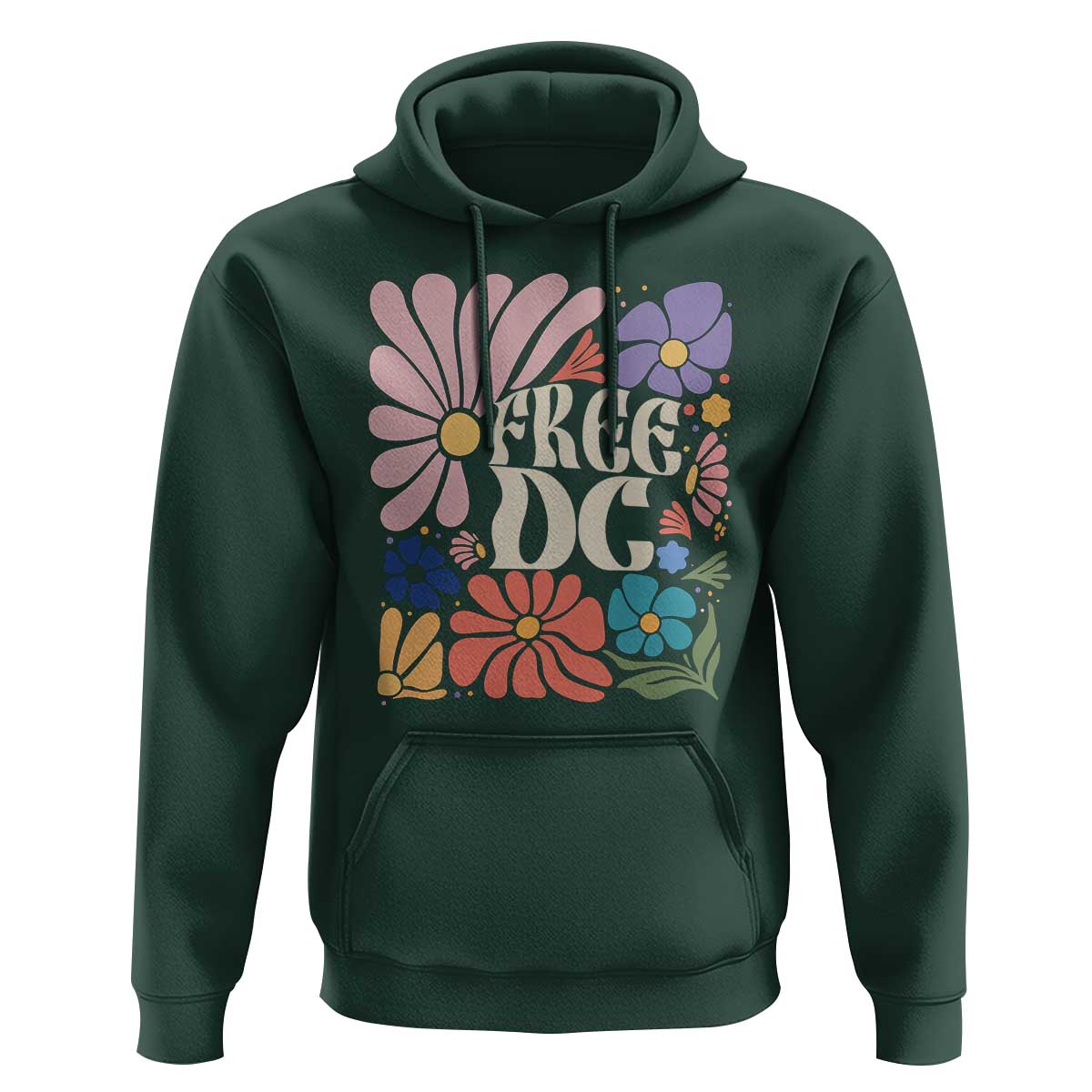 Free DC Subtle Groovy Floral Hoodie Washington D.C. Rights Retro Hippie Style - Wonder Print Shop