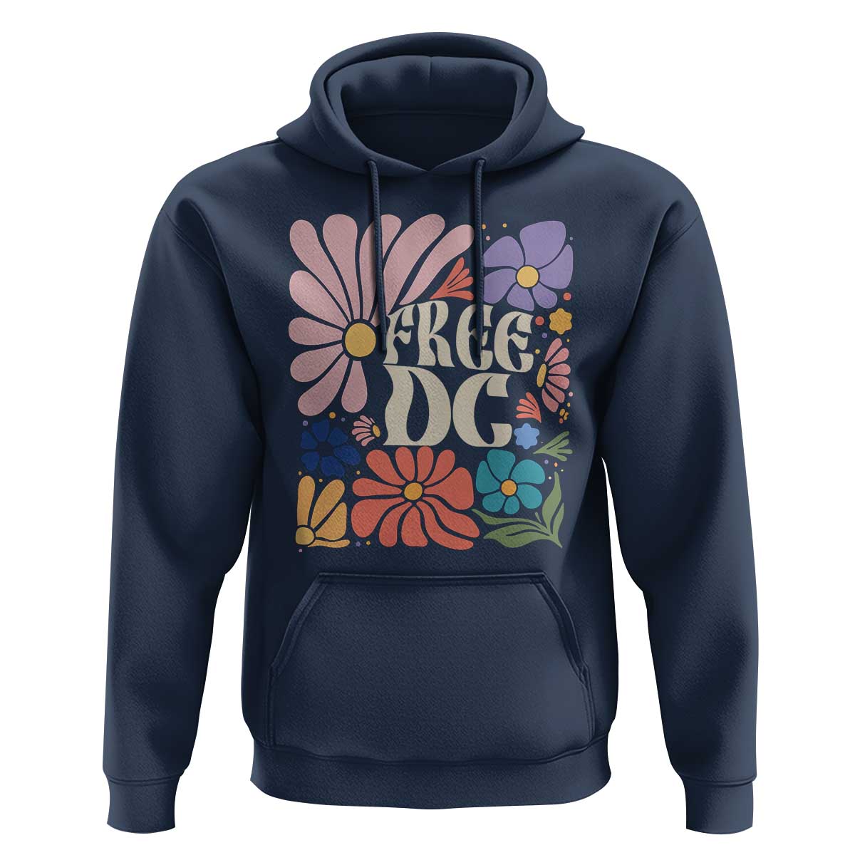 Free DC Subtle Groovy Floral Hoodie Washington D.C. Rights Retro Hippie Style - Wonder Print Shop